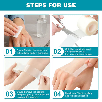 Hydrocolloid Roll Self-Adhesive Hydrocolloid Patch Bandage For Wound Care Bed Sore Bandages Hydrocolloid Gel Waterproof Patches