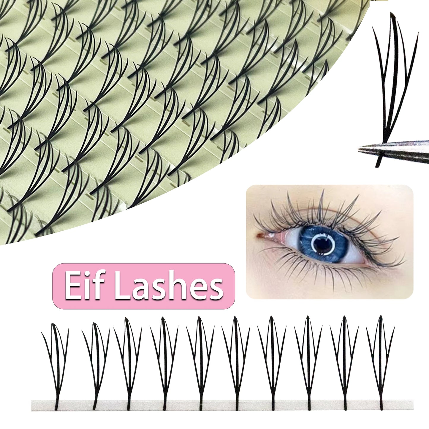 Anime Spire Eyelash Extension Feather Shape C/D Curl Premade Fans Tower Lashes Soft Lightweight Manga Effect False Lashes Makeup