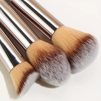 10PCS Champagne Gold Brush Set - Vegan & Cruelty-Free Bristles, All-in-One Full Face & Eye Kit (Beginners/Pros)