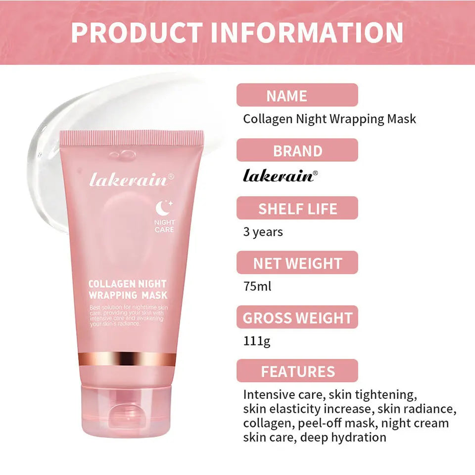 Collagen Peel Off Face Mask Deep Hydration Skin Firming Night Treatment For Youthful Glow
