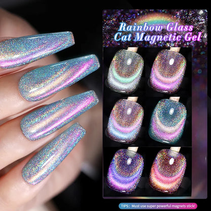 TC 1-6 Pcs Versatile Temperament Highlighting The Whitening Trend Popular And Explosive Antarctic Light Cat Eye Gel Nail Polish