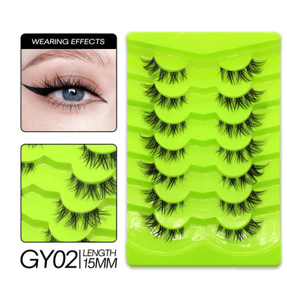GROINNEYA Manga Lashes 5/7 pairs Eyelashes 3D Natural False Lashes Fluffy Soft Cross Wispy Natural Eyelash Extension Makeup
