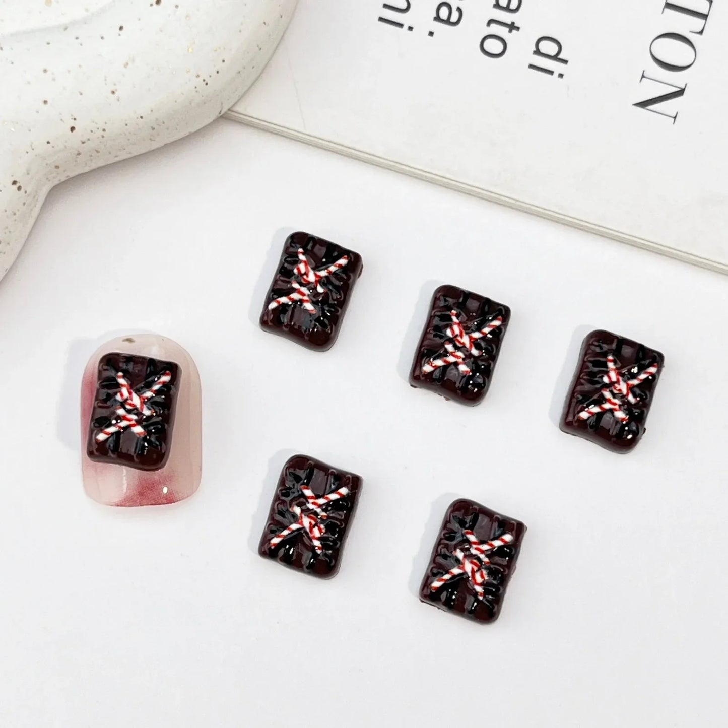 50pcs Resin Mini Christmas chocolate Decor Cartoon Magic Wand Cake Popsicle Figurine Flatback Stone Nail Art Scrapbook DIY Craft