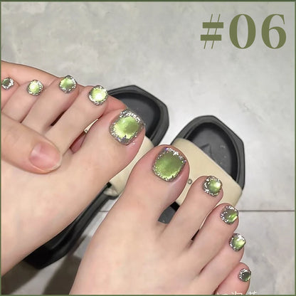 10ML 1-21PCS 2025 Autumn New Emerald Green Magnet Cat's Eye Gel Nail Polish Green Whitening Glass Bead Cat Eye Nail Polish