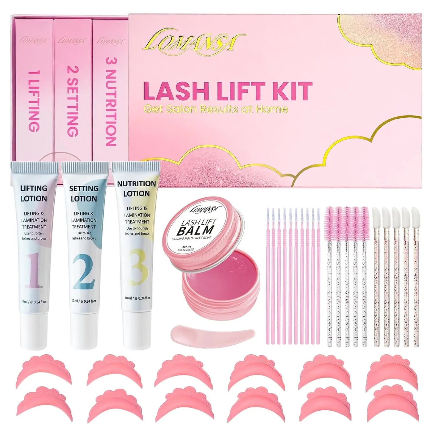 Lomansa New Brow Lift Perming Eyebrow Lifting Brow Lamination Kit Cling Film Nutrition Keratin Perming Lotion with Open Eyes Pad