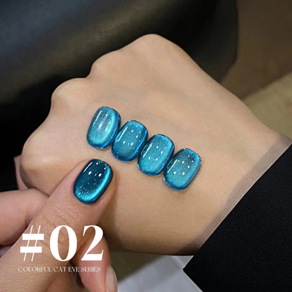 12ML 1-6PCS Blue Glass Bead Island Magnetic Moonlight Cat Eye Gel Nail Polish 2025 New Style Popular Gel Polish Nail Supplies
