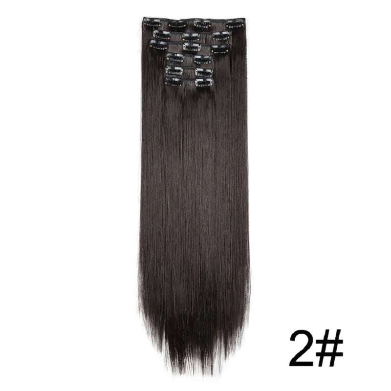 Synthetic 6pcs/set Long Straight Hair Extensions Ultra-Invisible Full Head Clip in Hair Extensions 24Inch for Women Daily Wear