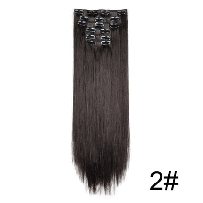 Synthetic 6pcs/set Long Straight Hair Extensions Ultra-Invisible Full Head Clip in Hair Extensions 24Inch for Women Daily Wear