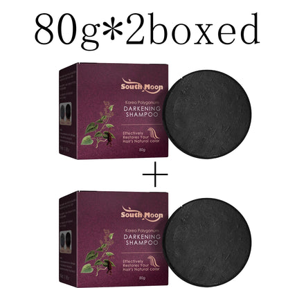 South Moon Polygonum Hair Darkening Shampoo Soap Repair Gray Color Cover To Black Anti Dandruff Oil Control Hair Roots Hair Care