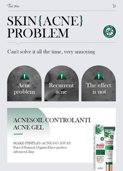 SADOER Tea Tree Acne Removing Cream Facial Skincare Oil Control Face Gel Creams Hydrating Moisturizing Facial Cream Skin Care