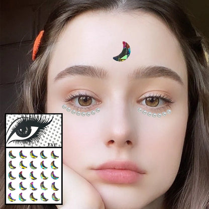 Red Heart Face Jewelry Temporary Tattoos Eye Forehead Diamonds Jewels Makeup Sticker Sparkle Water Drop Gems Nail Art Festival