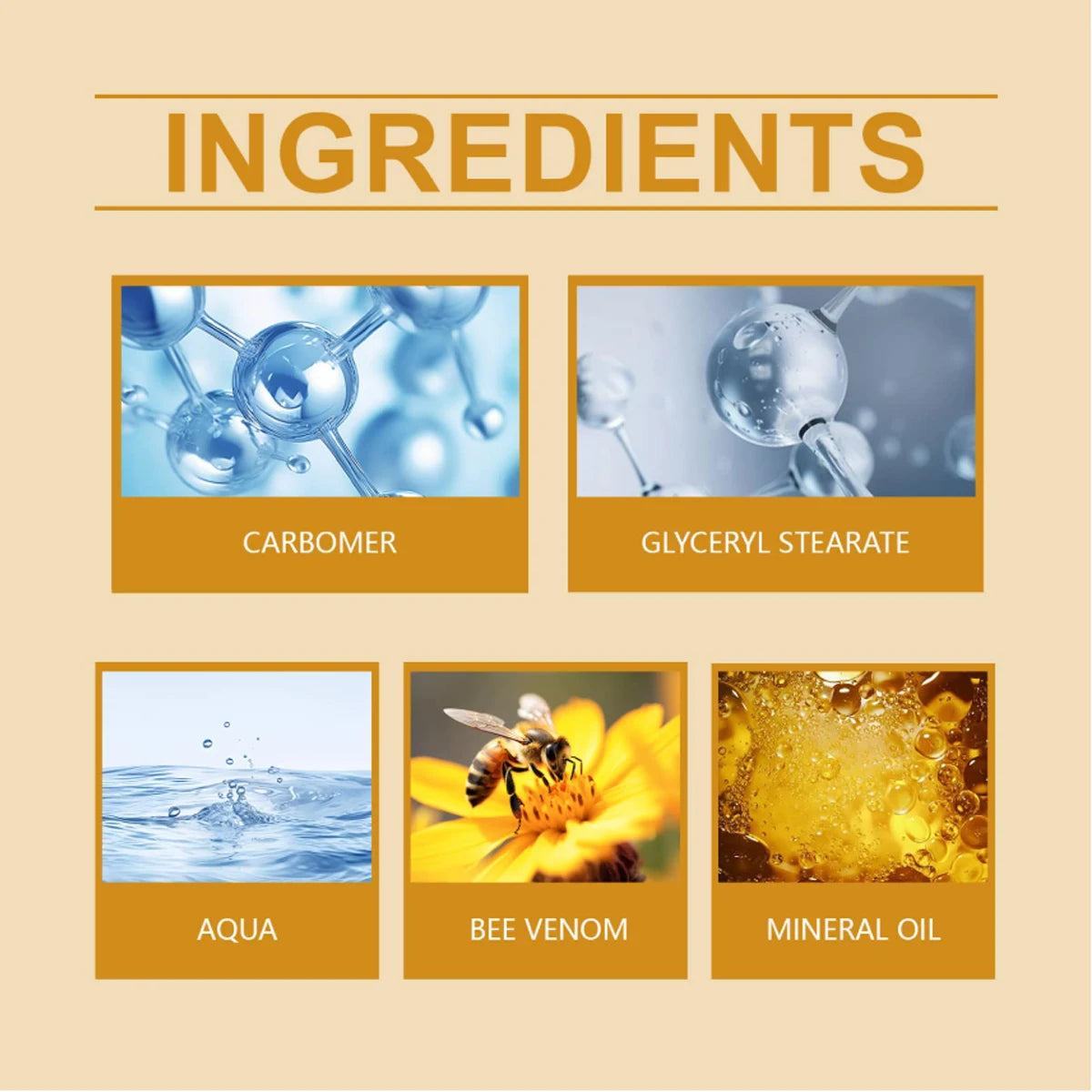 Bee Venom Hyaluronic Acid Acetyl Hexapeptide-8 Boosts Collagen Reduces Wrinkles Moisturizes Improves Elasticity Smoothes Fine Lines