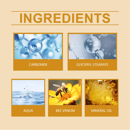 Bee Venom Hyaluronic Acid Acetyl Hexapeptide-8 Boosts Collagen Reduces Wrinkles Moisturizes Improves Elasticity Smoothes Fine Lines