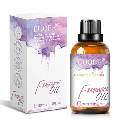EUQEE 30ml Premium Fragrance Oil For Diffuser Aromatherapy Coconut & Vanilla White Musk Bubble Gum Lilac Aroma Fragrance Oils