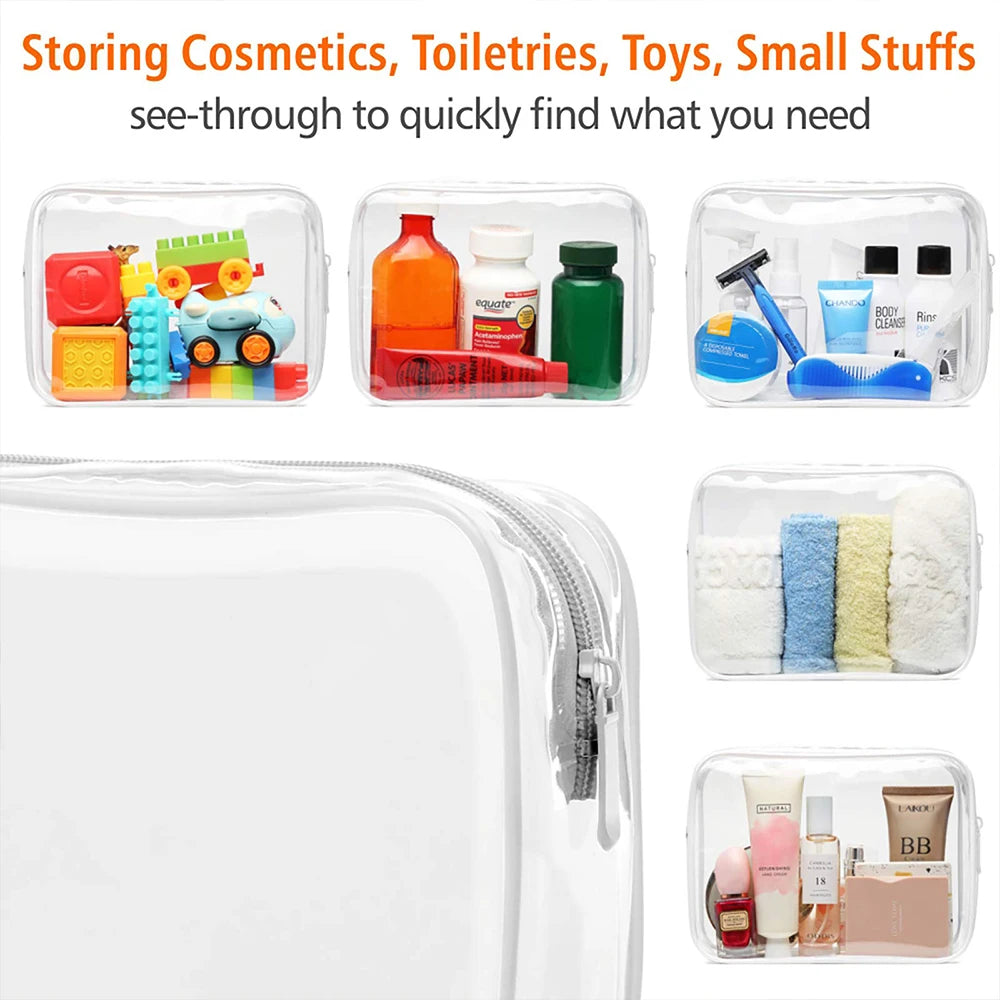Travel Organizer Bath Toiletry Wash Storage Bag Case White Transparent Zipper Makeup Bags  Clear Pouch Women's Cosmetic Bag