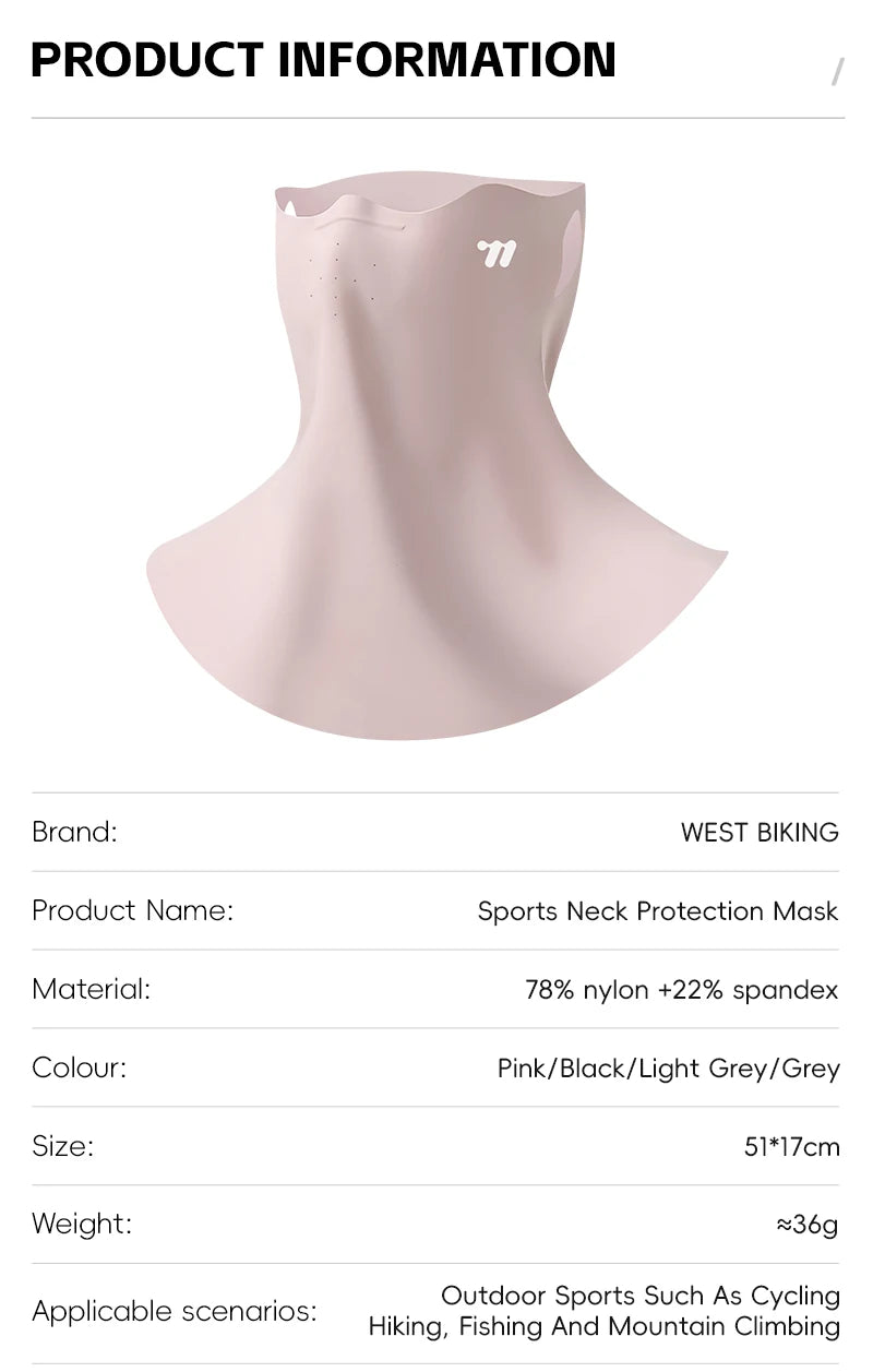 WEST BIKING Mask Breathable Sunscreen Face Veil Ice Silk Face Mask Sun Protection Neckline Face Cover Summer Cycling Hiking