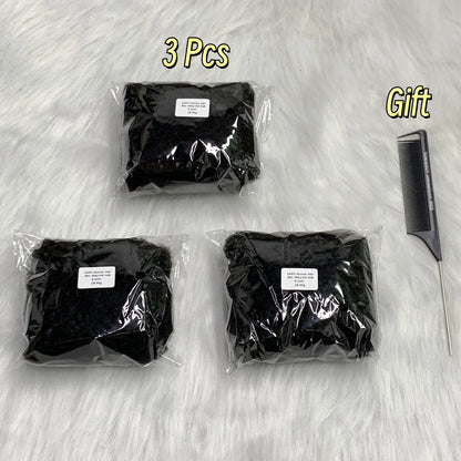 30g/Pc QVR Afro Kinky Bulk Human Hair Extensions Natural Black for Braiding 8" Remy Bulk Hair for Dreadlocs Braids Drop Shipping