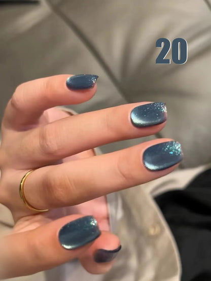 10ML 1-21PCS 2025 Autumn New Emerald Green Magnet Cat's Eye Gel Nail Polish Green Whitening Glass Bead Cat Eye Nail Polish