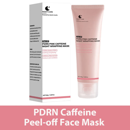 PDRN Caffeine Night Wrapping Peel Off Facial Mask for Firming, Depuffing& Hydration Salmon DNA + Caffeine + Collagen For Refined