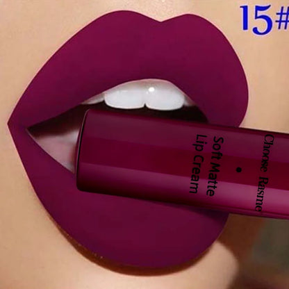 QIBEST Sexy Matte Velvet Liquid Lipstick Velvet Lip Gloss Tint Tube Matte Nude Pigment Red Black Makeup Cosmetics Lipsticks