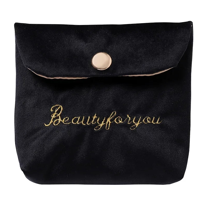 Embroidered Letter Tampon Storage Bag Sanitary Pad Pouch Girls Cosmetic Bags Makeup Lipstick Key Earphone Data Cables Organizer