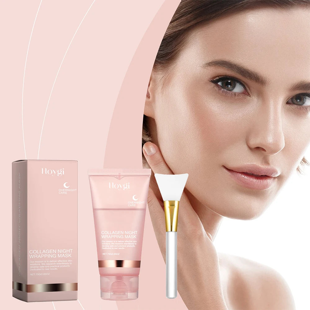 HOYGI Collagen Overnight Wrapping Peel Off Facial Mask Deeply Hydrating Moisturizing Night Wrapping Face Mask Care Cream