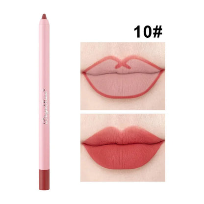 12 Colour Matte Lip Liner Pencil Carving Labial Makeup Lasting Brown Lip Liners Waterproof Lipstick Pen Lip Contouring Cosmetics