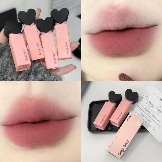 Dreamy Sweetheart Velvet Lip Glaze Gege Bear Matte Soft Texture Not Easy To Stick Cup Long-Lasting Lipstick