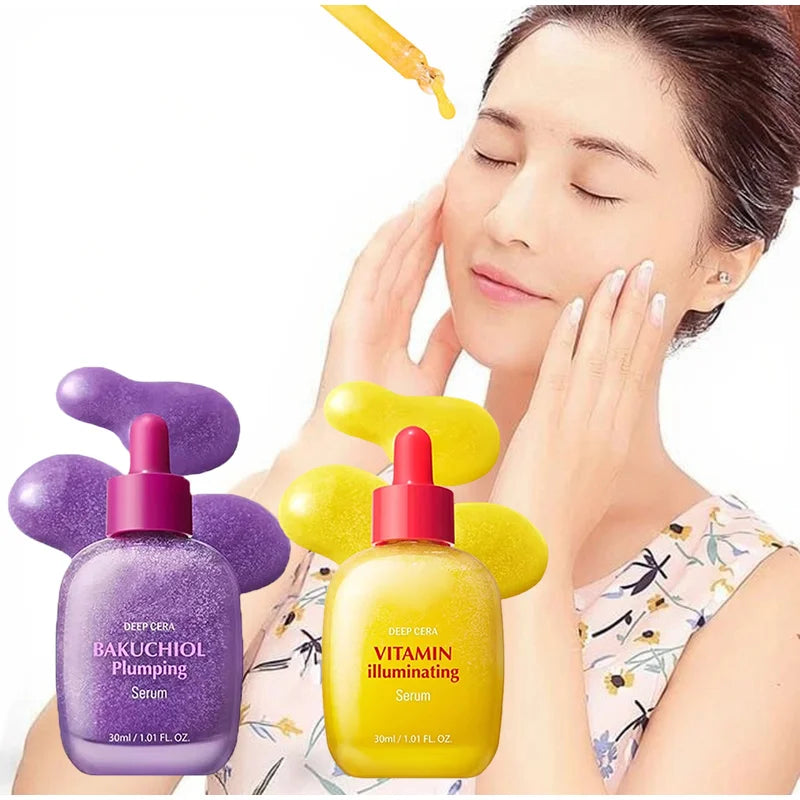 Bakuchiol Vitamin C Plumping Serum,Face Skin Anti-Aging Firming Moisturizing Brightening,Minimize Pore Dark Spot,Korean Skincare