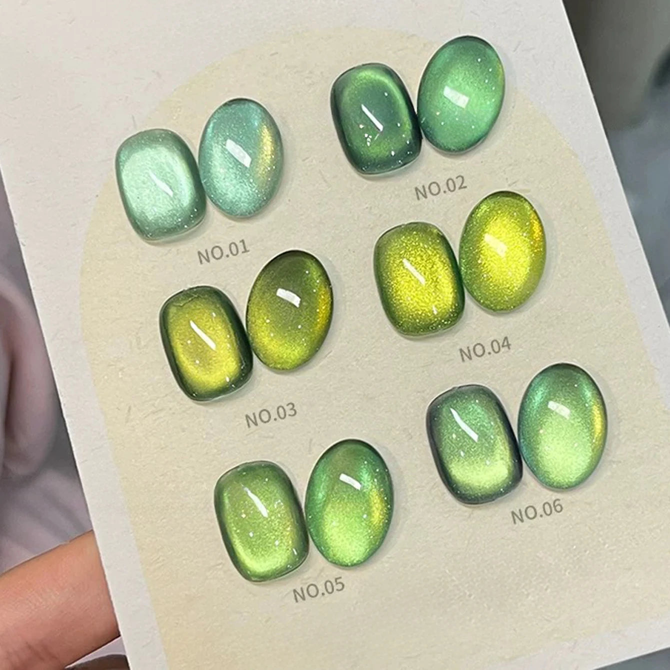 10ML 1-21PCS 2025 Autumn New Emerald Green Magnet Cat's Eye Gel Nail Polish Green Whitening Glass Bead Cat Eye Nail Polish