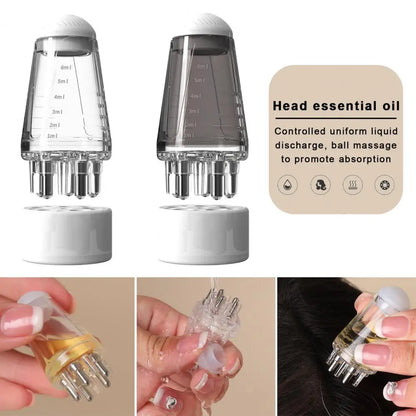Hair Essential Oil Scalp Applicator Comb with Scale Removable Massager Brush 5 Rolling Ball Hair Growth Comb