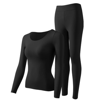 Winter Thermal Pairing Hyaluronic Acid Skincare Shirts Ultra-Thin High-Elastic Long Sleeve Underwear Women's Base Layer Sets