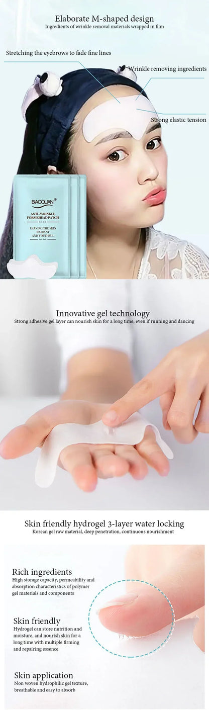 10pcs Anti-wrinkle Forehead Line Wrinkles Removal Gel Patch Firming Mask Frown Stickers Anti-aging Moisturizng Face Skin Care