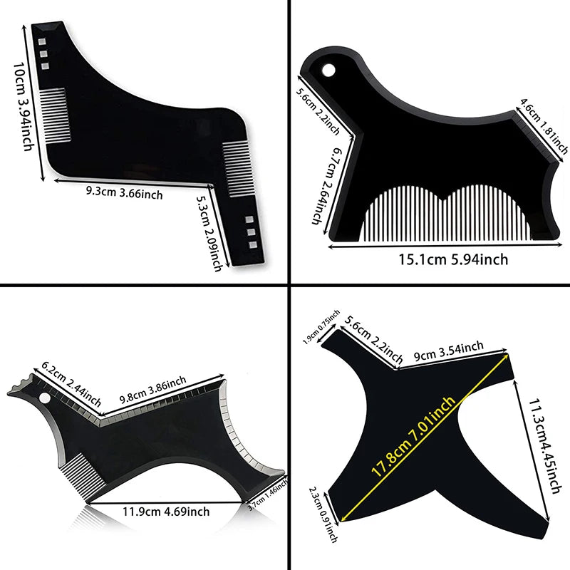 Men's All-in-One Beard Styling Comb - Creative Beard Stencil and Shaping Template Tools for Perfectly Groomed Facial Hair