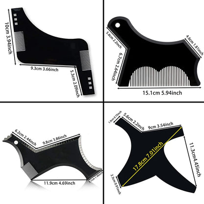 Men's All-in-One Beard Styling Comb - Creative Beard Stencil and Shaping Template Tools for Perfectly Groomed Facial Hair