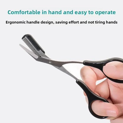 Stainless Steel Eyebrow Trimming cissors with built-in Comb Pink/White/Black SPrecise Grooming Tool Creating Perfect Eyebrows