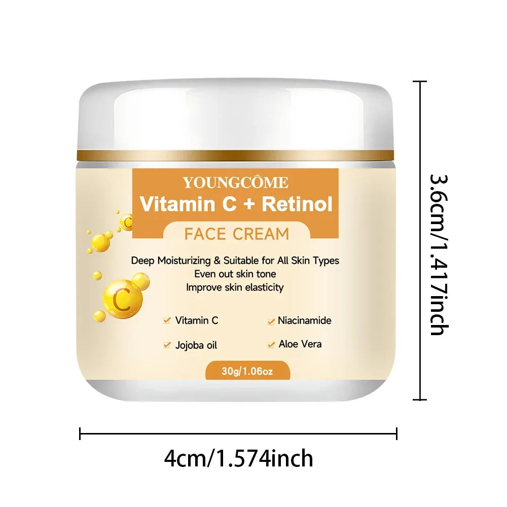 YOUNGCOME Retinol+vitaminC Deep Moisturizing and Firming Face Cream Dark Spots Removal Firming Anti Aging Repair Skin Care