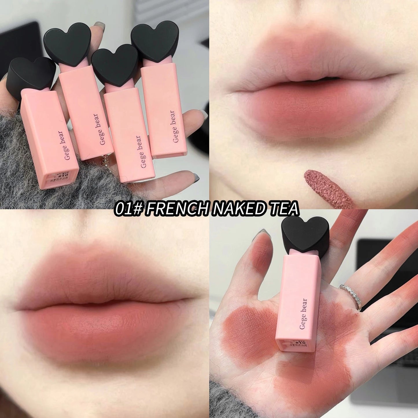 Dreamy Sweetheart Velvet Lip Glaze Gege Bear Matte Soft Texture Not Easy To Stick Cup Long-Lasting Lipstick