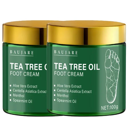 Tea Tree Oil Foot Cream with Aloe & Menthol - Moisturizes & Softens Skin with Hyaluronic Acid & Retinol