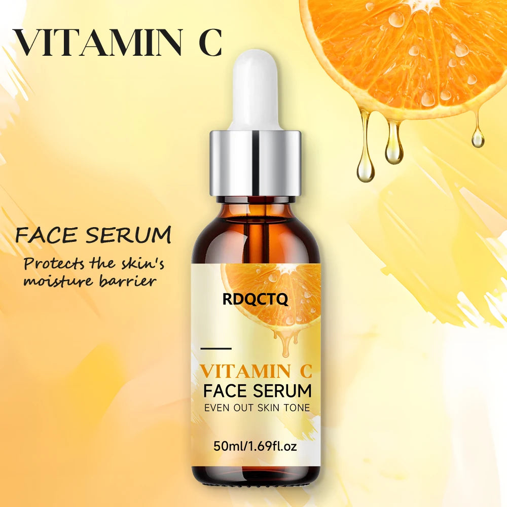RDQCTQ Vitamin C Whitening Serum Remove Freckles Dark Spots Fade Melasma Melanin Brighten Repair Dull Face Essence Skin Care