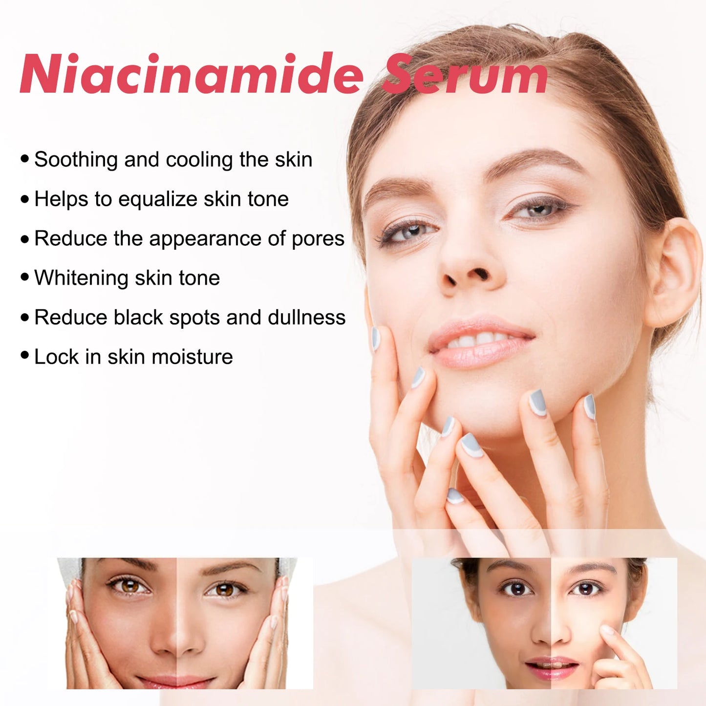 Niacinamide Serum 30ml Brightening Pore Minimizer Fade Dark Spots Hydrating Even Skin Tone Anti Aging Face Serum Non Irritating