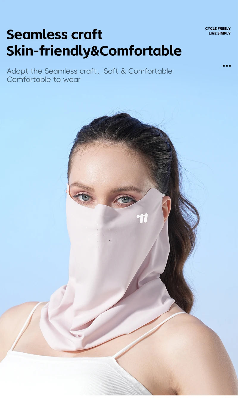 WEST BIKING Mask Breathable Sunscreen Face Veil Ice Silk Face Mask Sun Protection Neckline Face Cover Summer Cycling Hiking