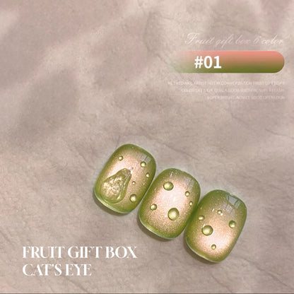 12ML 2025 New Guava Cat Eye Nail Gel Polish - Grape Green Shade with Whitening Effect, Dual-Light Glass Bead Cat Eye Finish