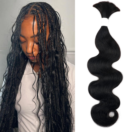 Body Wave Human Hair Bulk for Braiding Brazilian Human Hair Bulk No Weft Natural Black  12 To 26 Inch Extension Crochet Braids