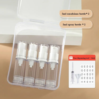 1 Set 5-15ML Clear Empty Refillable Airless Vacuum Pump Cream Lotion and Spray Portable Bottle Set Sample Packing for Toiletries