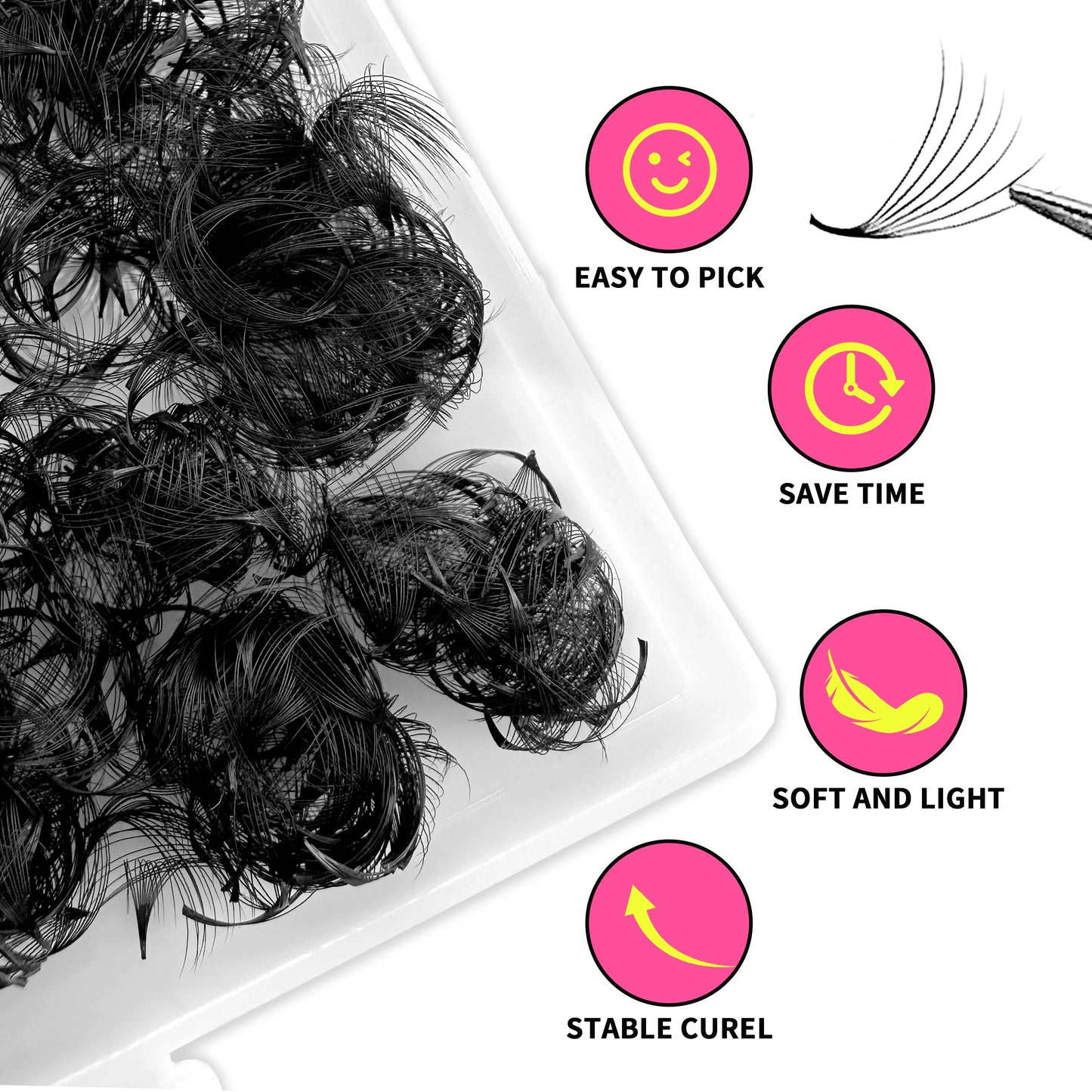 ABONNIE 500 Premade Narrow Fans Bouquet Eyelashes 8D-20D Pointy Base Mid Stem Promade Loose Fans Eyelash