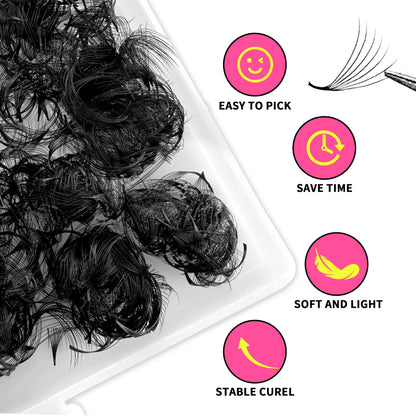 ABONNIE 500 Premade Narrow Fans Bouquet Eyelashes 8D-20D Pointy Base Mid Stem Promade Loose Fans Eyelash