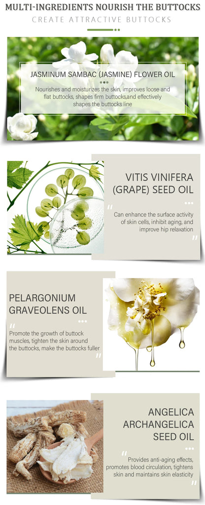 Sexy Butt-Lifting Essential Oil Jasmine Lifting Firming Skin Increase Hips Improve Sagging Body Massage Private Care Up 32ml