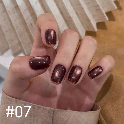 10ML 1-10PCS 2025 New Sunset Cat's Eye Nail Polish Series Amber Glass Beads Magnet Gel Nail Polish Nail Art Gold Brown Nails
