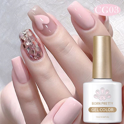 BORN PRETTY 10ml Nude Pink Gel Nail Polish Varnis Semi Permanent Nail Gel Varnish Soak Off UV Gel for Valentine's Day Gift Nails